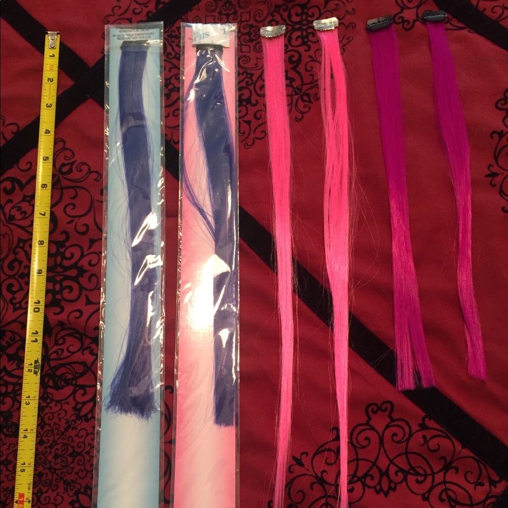 Colored hair extensions clip in pink purple blue
